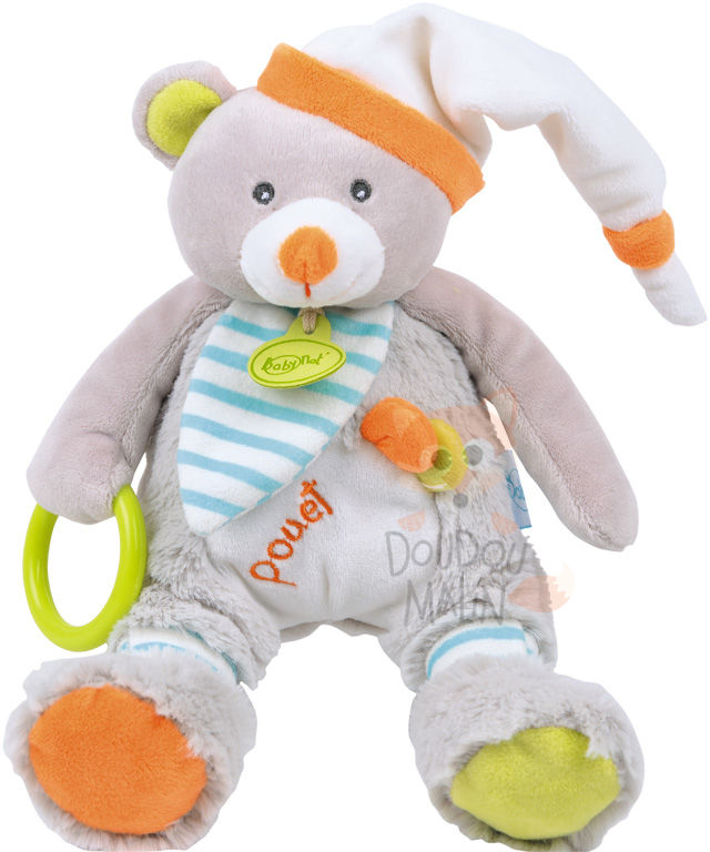  oscar the bear activity doll grey orange green 